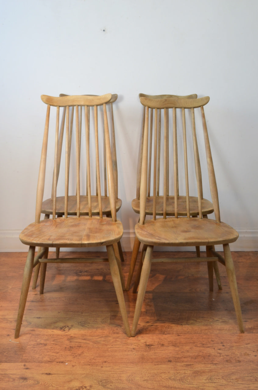 Set Of Four Vintage Ercol Dining Chairs